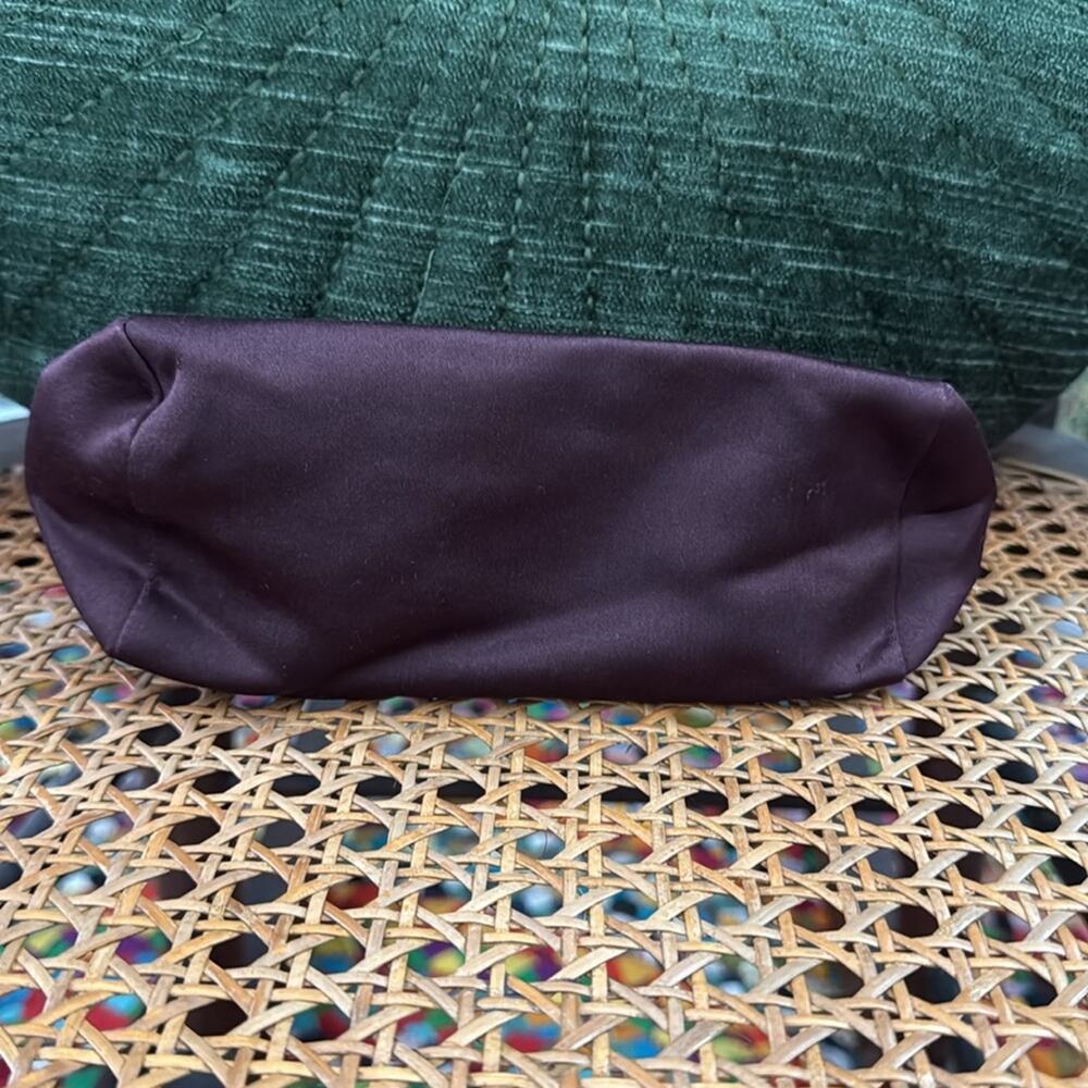 Prada Eggplant Purple Satin Top Zip Brush Pen Makeup Pouch Bag Case - Picture 3 of 8